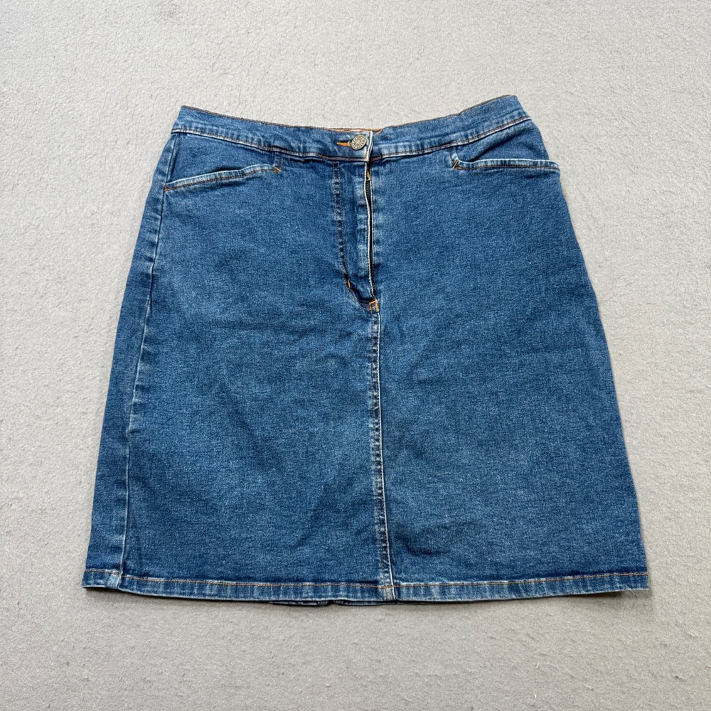 Vintage Bill Blass Skirt Women's 10P Blue Denim Medium Wash Classic Fit Preppy